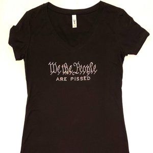 WE THE PEOPLE Are Pissed - Women's Sparkling Bling / Rhinestone V-Neck Shirt
